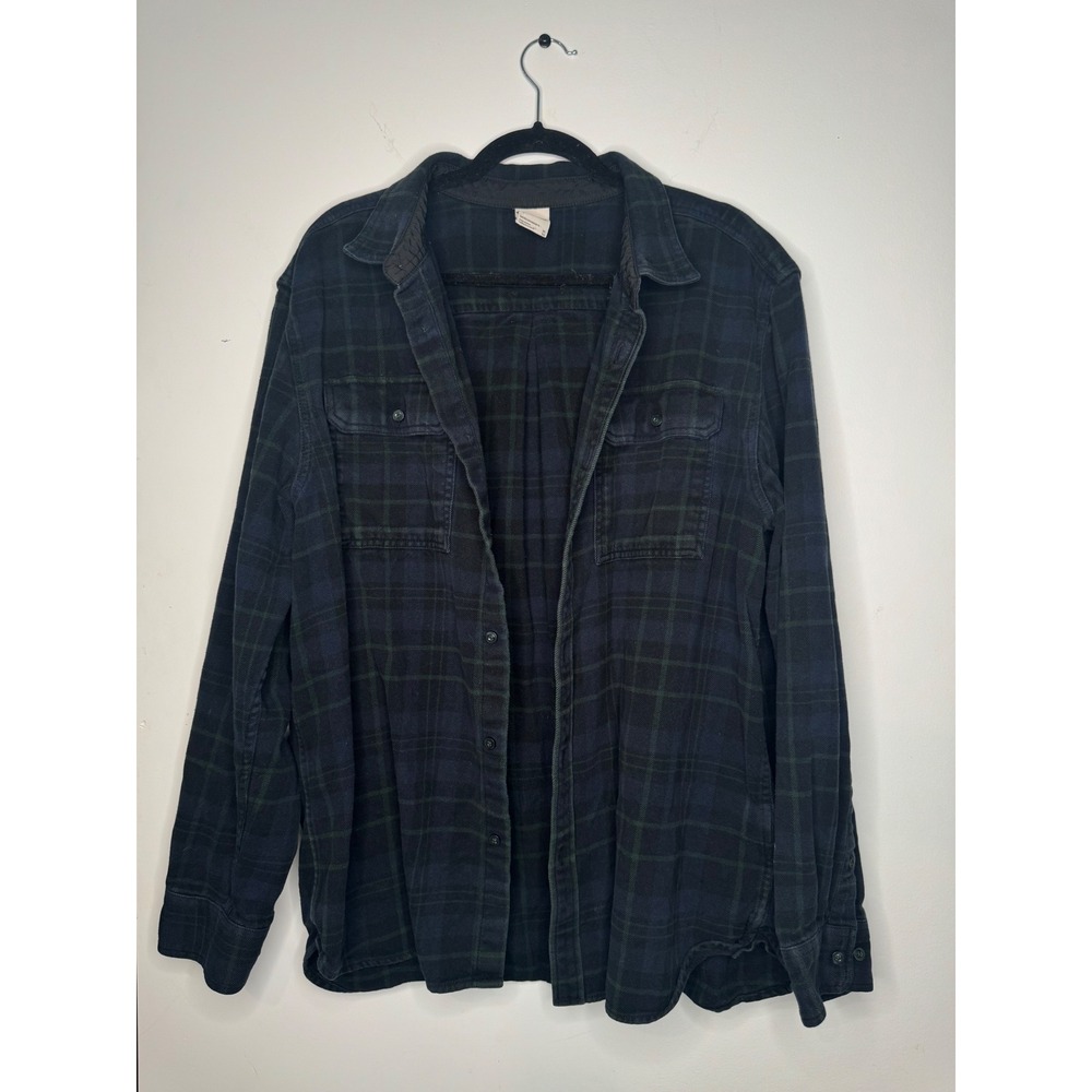 The North Face Mens XL Plaid Flannel Shirt Navy Blue Green Lined Long Sleeve